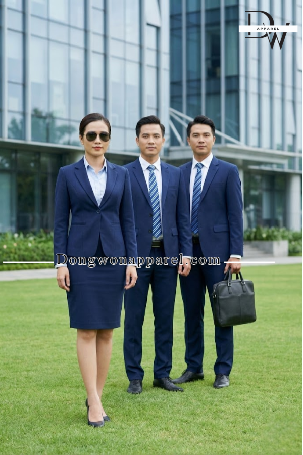 Áo đồng phục vest công sở màu xanh đen đậm suitex bóng